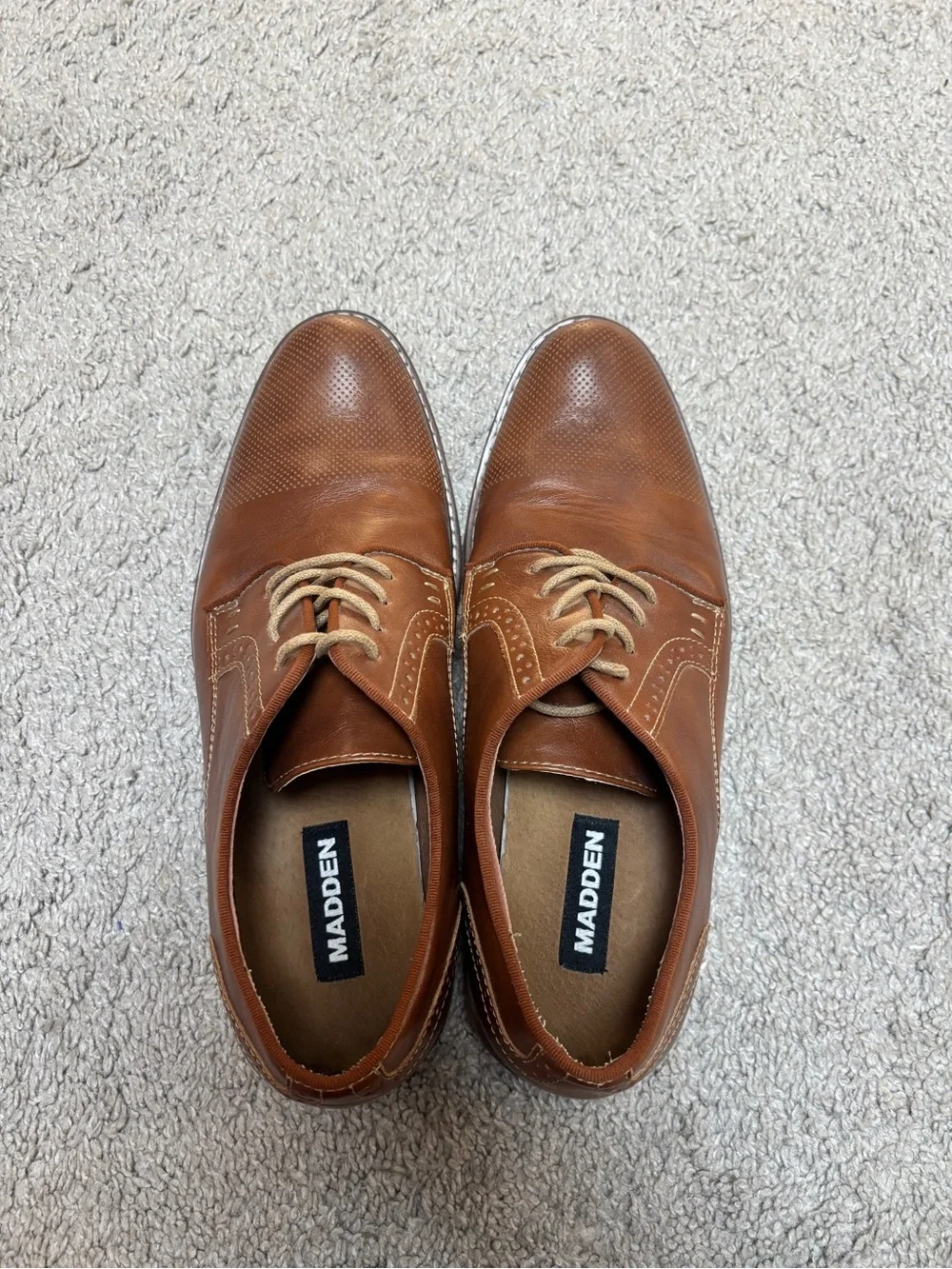 Madden Men’s Tan Leather Derby Shoes. Size 9M